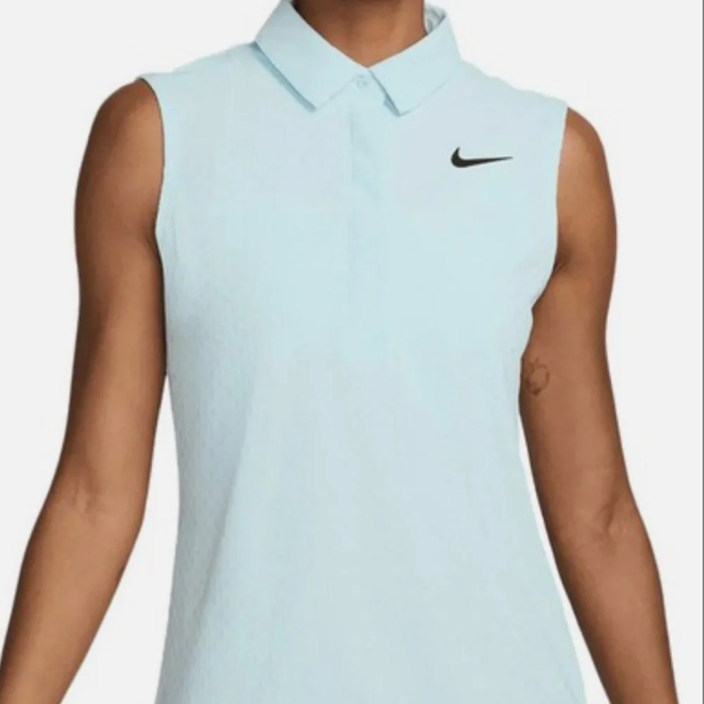 Nike Dri Fit ADV Tour Mint Blue Sleeveless Golf Polo Women's Size L NWT